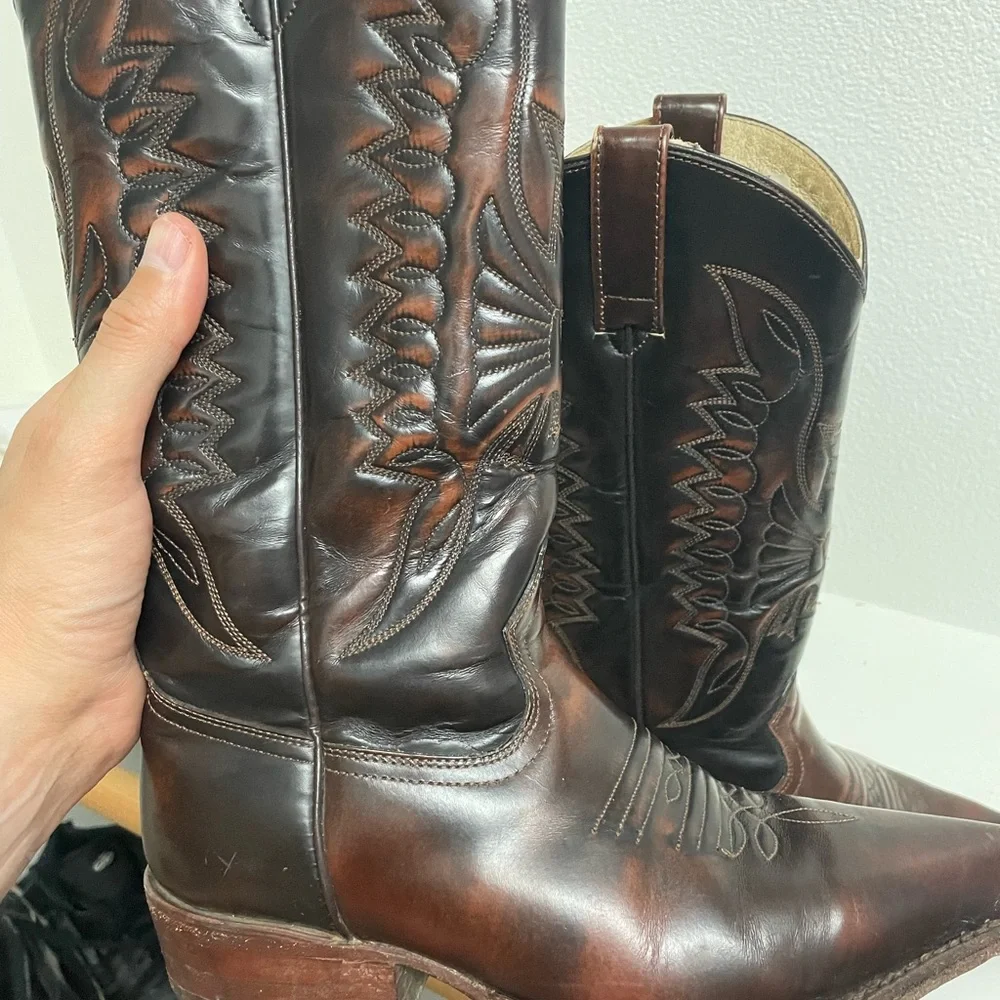 Buffalo David Bitton Brown Leather Western Cowboy Boots - Picture 6 of 16